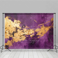 Aperturee - Aperturee Elegant Purple and Gold Abstract Textured Photography Backdrop Artistic Portrait and Event Background