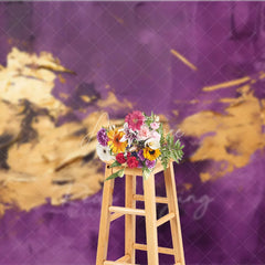 Aperturee - Aperturee Elegant Purple and Gold Abstract Textured Photography Backdrop Artistic Portrait and Event Background