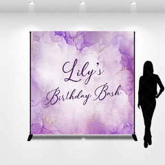 Aperturee - Aperturee Elegant Purple and Gold Glitter Alcohol Ink Custom Backdrop Personalized Birthday Bash Party Decor for Celebrations
