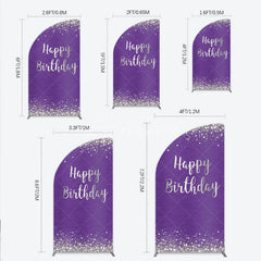 Aperturee - Aperturee Elegant Purple and Silver Glitter Happy Birthday Half Moon Arch Backdrop Sparkling Diamond Celebration Decor