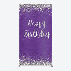 Aperturee - Aperturee Elegant Purple and Silver Glitter Happy Birthday Rectangle Arch Backdrop Diamond Celebration Party Decor