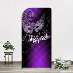 Aperturee - Aperturee Elegant Purple Mask Masquerade Birthday Arch Backdrop