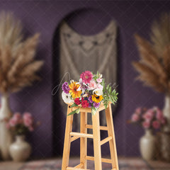 Aperturee - Aperturee Elegant Purple Wall Boho Wedding Photography Backdrop
