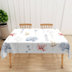Aperturee - Aperturee Elegant Rectangle Tablecloth with Fresh Colorful Flowers for Spring Wedding and Garden Party Decorations