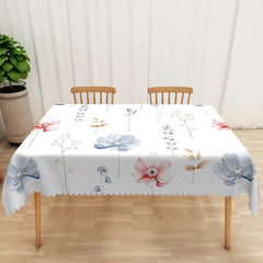 Aperturee - Aperturee Elegant Rectangle Tablecloth with Fresh Colorful Flowers for Spring Wedding and Garden Party Decorations
