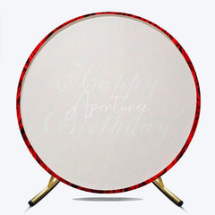 Aperturee - Aperturee Elegant Red Roses Happy Birthday Round Backdrop Beautiful Floral Design for Celebration Party Decor