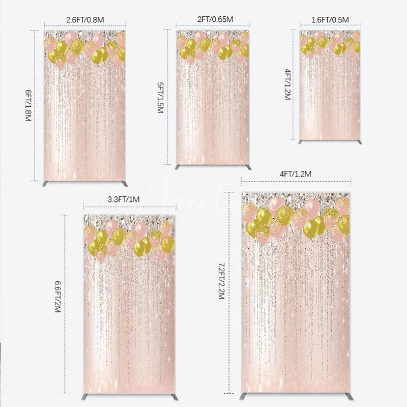 Aperturee - Aperturee Elegant Rose Gold Pink and Gold Glitter Balloon Diamond Rectangle Arch Backdrop Celebration Party Decor