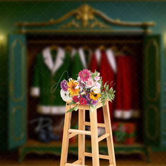 Aperturee - Aperturee Elegant Santas Closet Sweet Christmas Vibe Backdrop