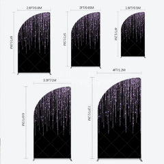 Aperturee - Aperturee Elegant Shimmering Lavender Glitter Half Moon Arch Backdrop Sparkling Black Party Decor for Celebrations