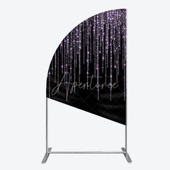 Aperturee - Aperturee Elegant Shimmering Lavender Glitter Half Moon Arch Backdrop Sparkling Black Party Decor for Celebrations