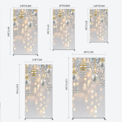 Aperturee - Aperturee Elegant Silver and Gold Glitter Christmas Ornaments Rectangle Arch Backdrop Winter Holiday Party Decor