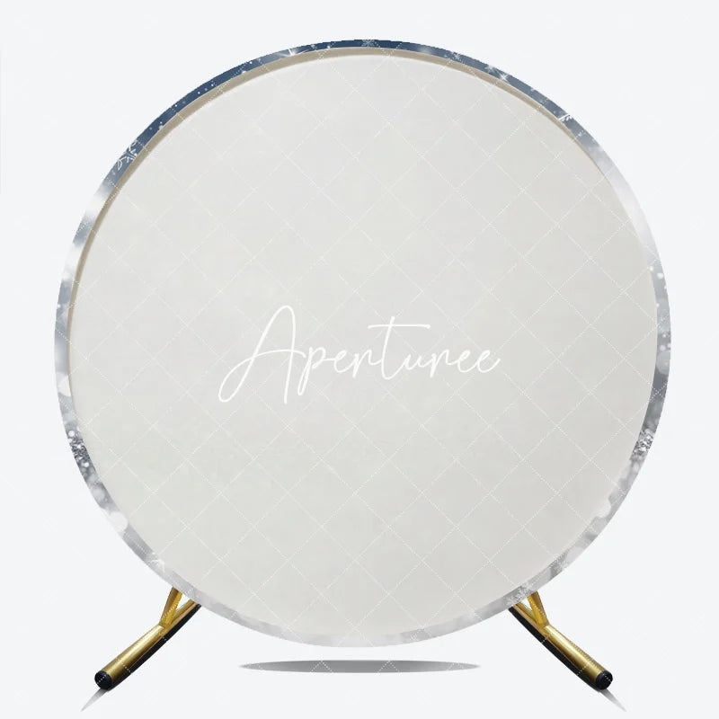 Aperturee - Aperturee Elegant Silver Glitter Snowflake Bokeh Round Backdrop Winter Wonderland Christmas Party Decor