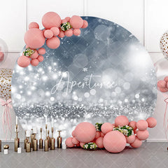 Aperturee - Aperturee Elegant Silver Glitter Snowflake Bokeh Round Backdrop Winter Wonderland Christmas Party Decor