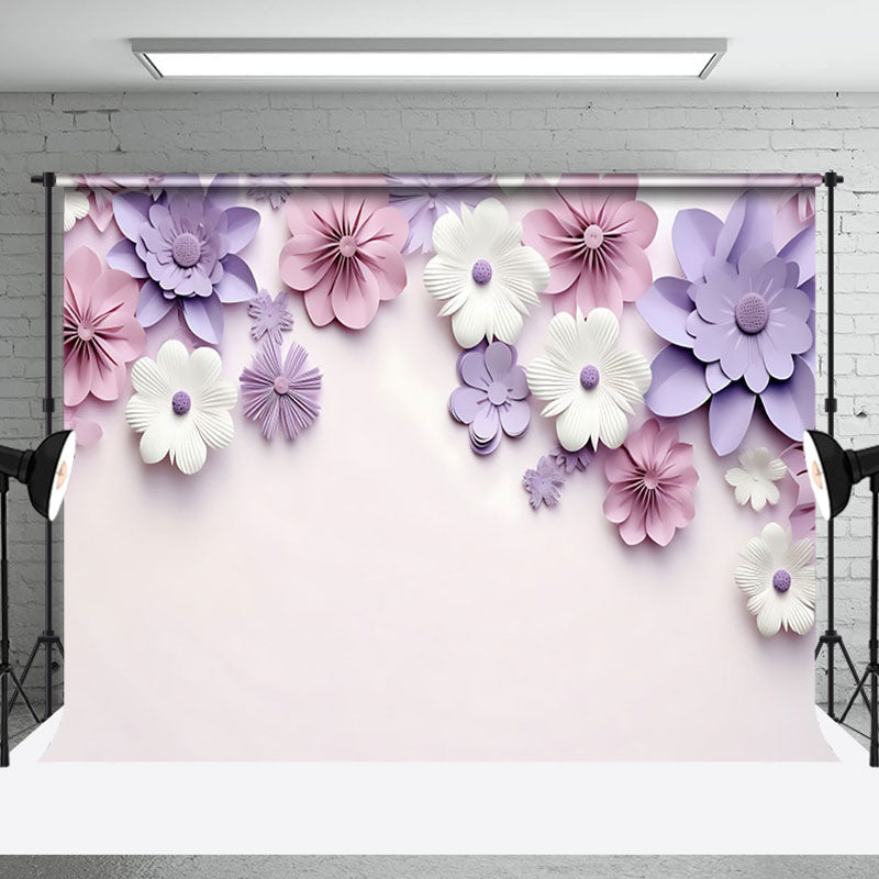 Aperturee - Aperturee Elegant Soft Color Flowers Natural Pink Backdrop