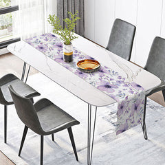 Aperturee - Aperturee Elegant Spring Floral Table Runner in a Sweet Purple Vibe Moody Botanical Design Romantic Kitchen Dining Decor