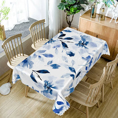 Aperturee - Aperturee Elegant Tablecloth with Chinese Ink Wash Painting of Flowers for Asian Inspired and Zen Dining Decor