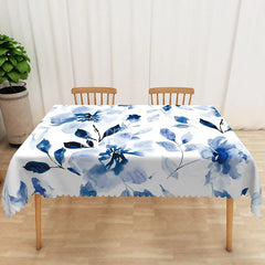 Aperturee - Aperturee Elegant Tablecloth with Chinese Ink Wash Painting of Flowers for Asian Inspired and Zen Dining Decor