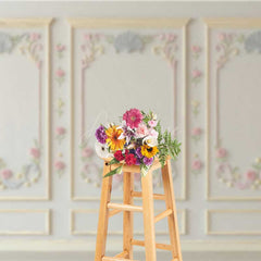 Aperturee Aperturee Elegant Wall Photography Backdrop with Ornate Floral and Shell Molding Classic Vintage Panel Studio Photo Prop