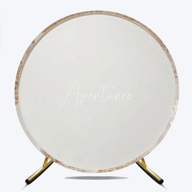Aperturee - Aperturee Elegant White and Translucent Balloons Round Backdrop with Rustic Brick Wall Minimalist Party Decoration
