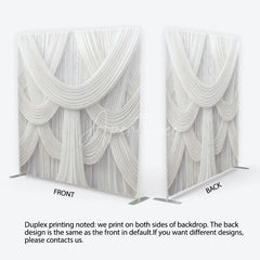 Aperturee - Aperturee Elegant White Draped Fabric Square Double-Sided Backdrop Luxurious Swag Design for Wedding Party and Event Photography