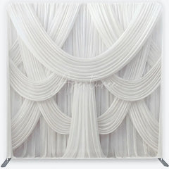 Aperturee - Aperturee Elegant White Draped Fabric Square Double-Sided Backdrop Luxurious Swag Design for Wedding Party and Event Photography