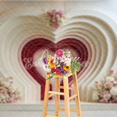 Aperturee - Aperturee Elegant White Pink and Red Layered Heart Floral Photography Backdrop Romantic Valentine’s Day Wedding Anniversary