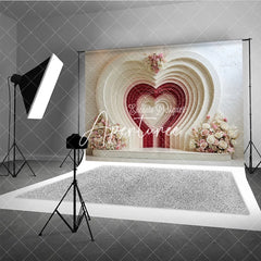Aperturee - Aperturee Elegant White Pink and Red Layered Heart Floral Photography Backdrop Romantic Valentine’s Day Wedding Anniversary
