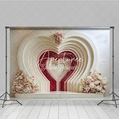 Aperturee - Aperturee Elegant White Pink and Red Layered Heart Floral Photography Backdrop Romantic Valentine’s Day Wedding Anniversary
