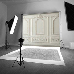 Aperturee Aperturee Elegant White Wall Photography Backdrop Classic European Molding Panels French Vintage Style Studio Photo Prop