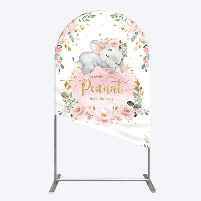 Aperturee - Aperturee Elephant Little Peanut Baby Shower Arch Backdrop