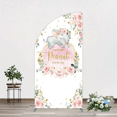 Aperturee - Aperturee Elephant Little Peanut Baby Shower Half Moon Arch Backdrop