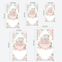 Aperturee - Aperturee Elephant Little Peanut Baby Shower Rectangle Backdrop