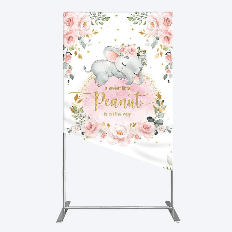Aperturee - Aperturee Elephant Little Peanut Baby Shower Rectangle Backdrop