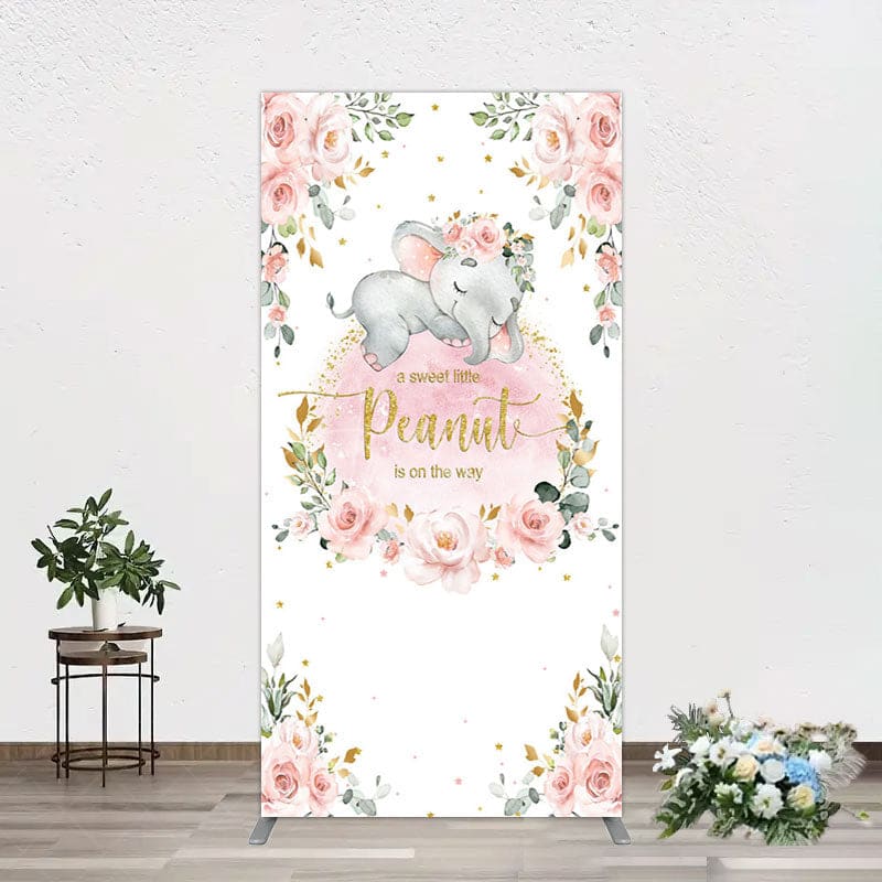 Aperturee - Aperturee Elephant Little Peanut Baby Shower Rectangle Backdrop