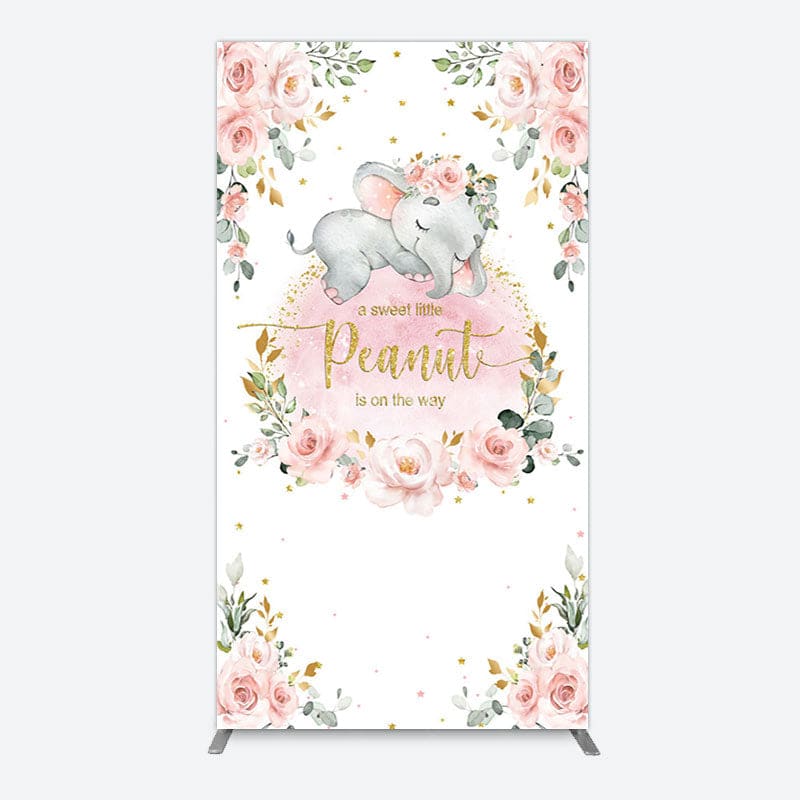 Aperturee - Aperturee Elephant Little Peanut Baby Shower Rectangle Backdrop