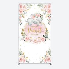 Aperturee - Aperturee Elephant Little Peanut Baby Shower Rectangle Backdrop