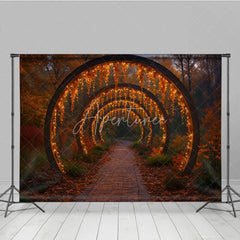 Aperturee - Aperturee Enchanted Autumn Forest Photography Backdrop Path Through Glowing Arches Magical Fall Wedding Photo Background
