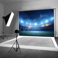 Aperturee - Aperturee Energetic Sports Stadium Backdrop Illuminated Night Game Arena Football Field Photography Background for Events
