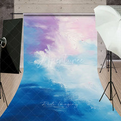 Aperturee - Aperturee Ethereal Abstract Blue Purple Pink Textured Sweep Backdrop Painterly Art for Photography Studio