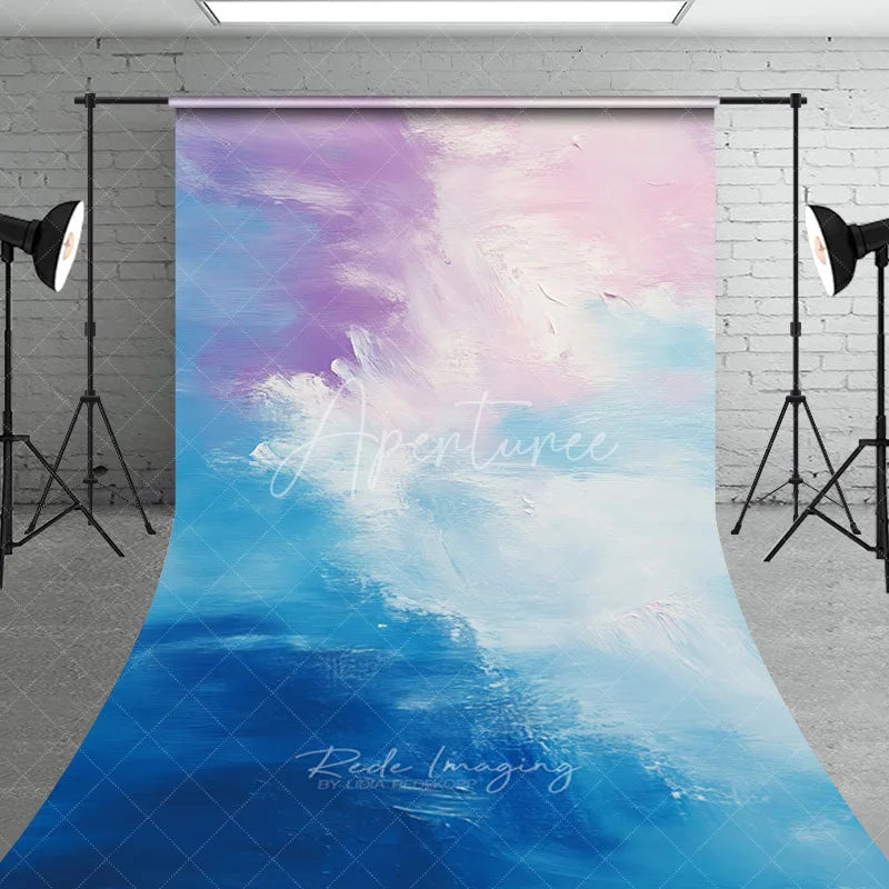 Aperturee - Aperturee Ethereal Abstract Blue Purple Pink Textured Sweep Backdrop Painterly Art for Photography Studio