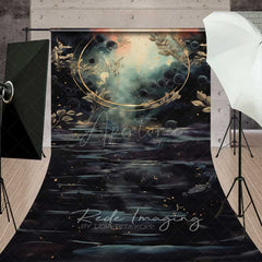 Aperturee Aperturee Ethereal Fine Art Sweep Photography Backdrop Abstract Dark Mystical Scene with Gold Fantasy Maternity Photo Prop