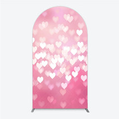 Aperturee - Aperturee Ethereal Pink Heart Bokeh Round Top Arch Backdrop Romantic Valentine’s Day Wedding and Baby Shower Decor