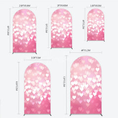 Aperturee - Aperturee Ethereal Pink Heart Bokeh Round Top Arch Backdrop Romantic Valentine’s Day Wedding and Baby Shower Decor