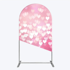 Aperturee - Aperturee Ethereal Pink Heart Bokeh Round Top Arch Backdrop Romantic Valentine’s Day Wedding and Baby Shower Decor