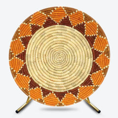 Aperturee - Aperturee Ethiopian Floral Round Backdrop Traditional African Pattern Circle Frame Unique Cultural Photo Booth for Holiday