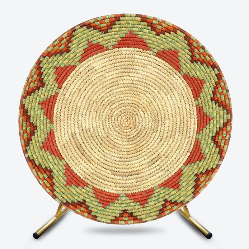 Aperturee - Aperturee Ethiopian Floral Round Backdrop Traditional African Pattern Circle Frame Unique Cultural Photo Booth for Holiday