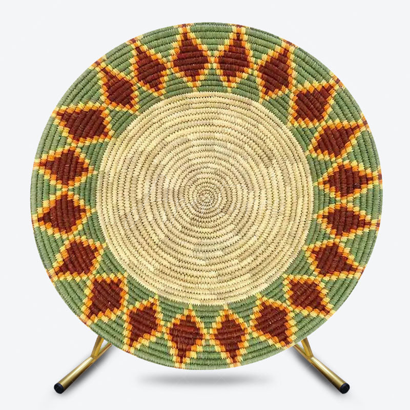 Aperturee - Aperturee Ethiopian Floral Round Backdrop Traditional African Pattern Circle Frame Unique Cultural Photo Booth for Holiday