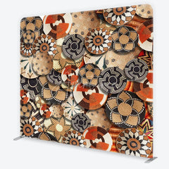 Aperturee - Aperturee Ethnic Woven Basket Pattern Square Double-Sided Backdrop Tribal Geometric Design for Photo Studio