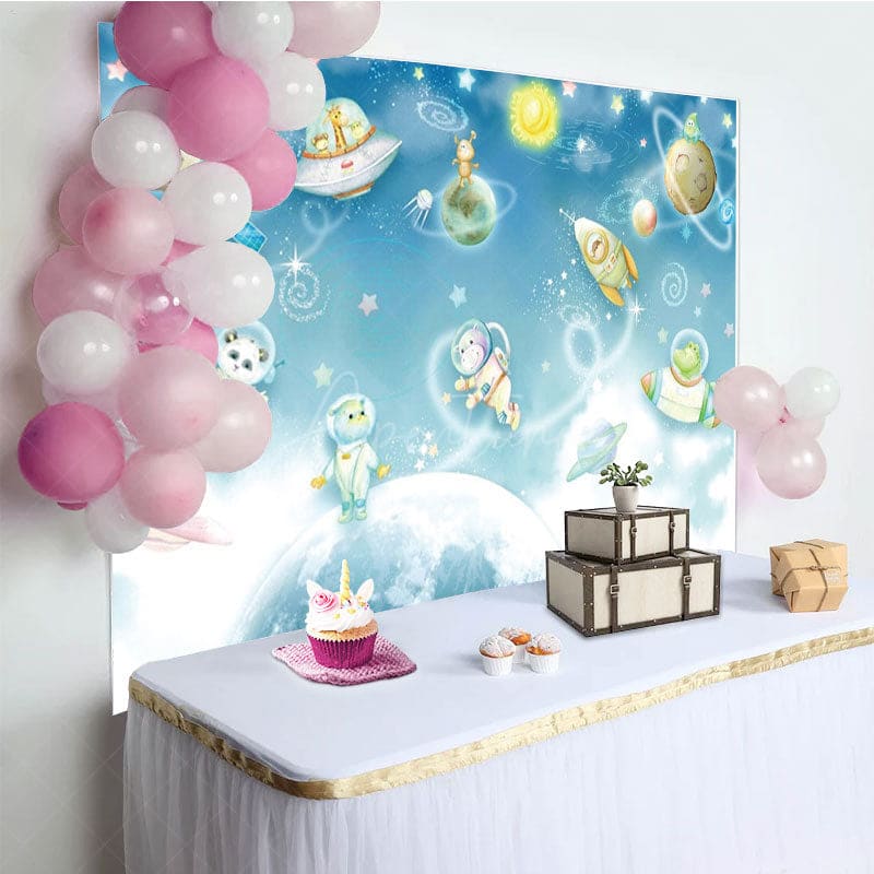 Aperturee - Aperturee Exploring Interstellar Animals Birthday Backdrop