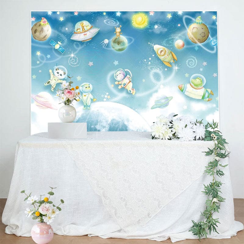 Aperturee - Aperturee Exploring Interstellar Animals Birthday Backdrop